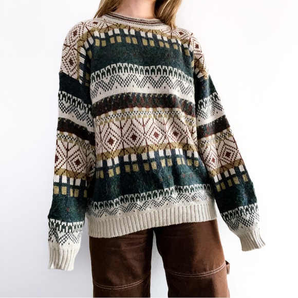 JARGON Vintage 90s Knit Cosby Sweater • Size L • Made in Korea - Picture 2 of 9